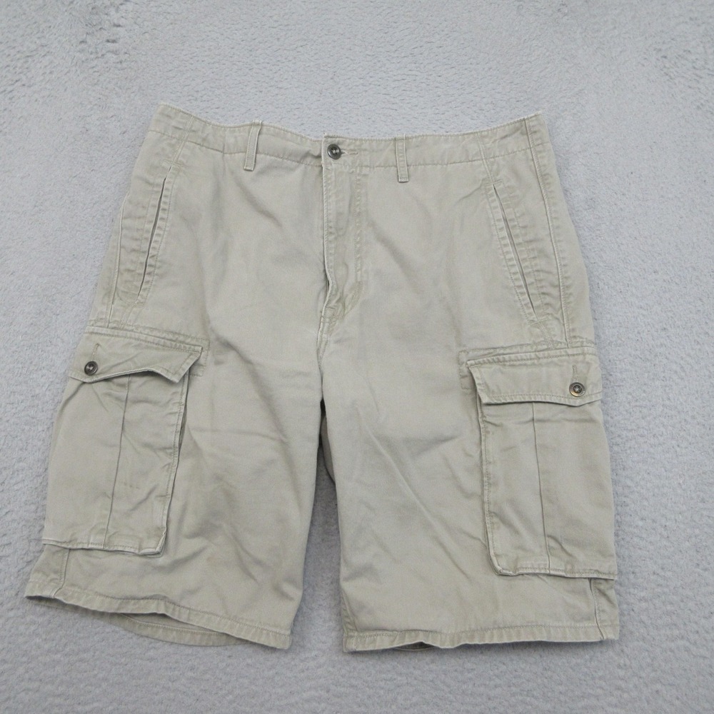 Levis Cargo Shorts Mens 34x11 Beige 100% Cotton Canvas Utility Hiking Outdoor